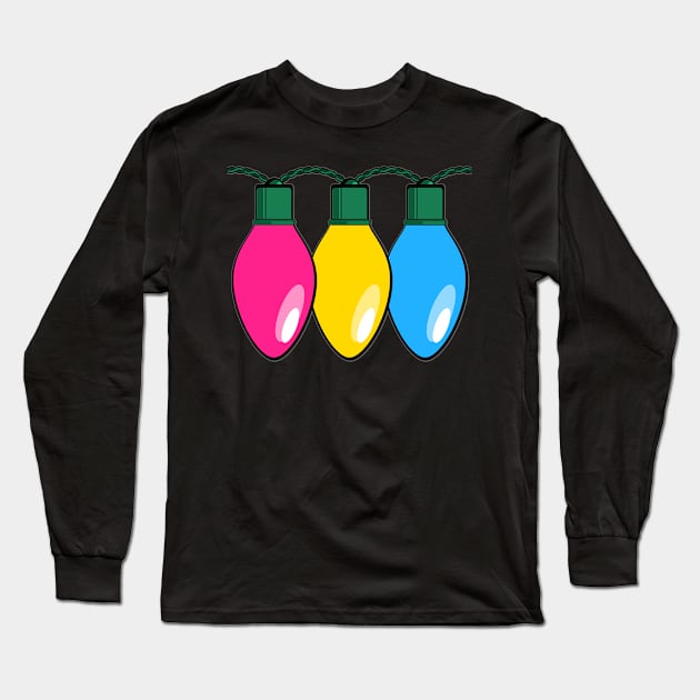 Pansexual Pride Christmas Lights Long Sleeve T-Shirt by wheedesign